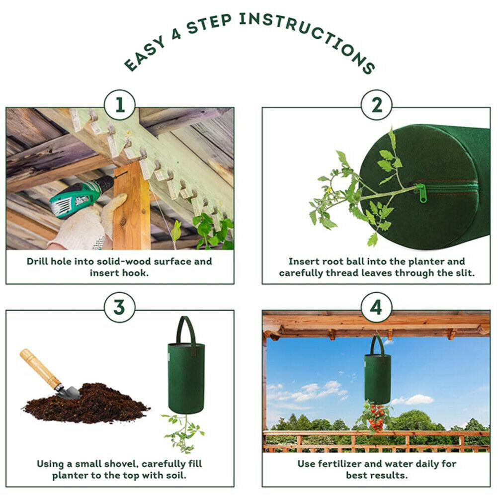 Felt Hanging Tomato Grow Bag Upside Down Planter Multi-function Strawberry Bags