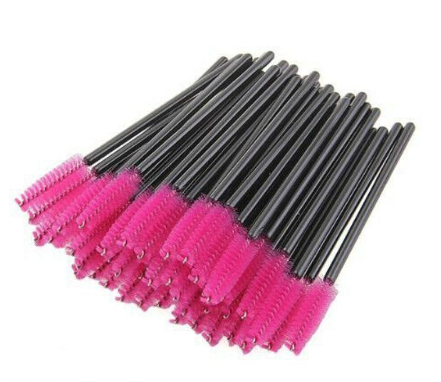 Disposable Hot Pink Mascara Eyelash Wands Applicator Brushes Makeup Extension