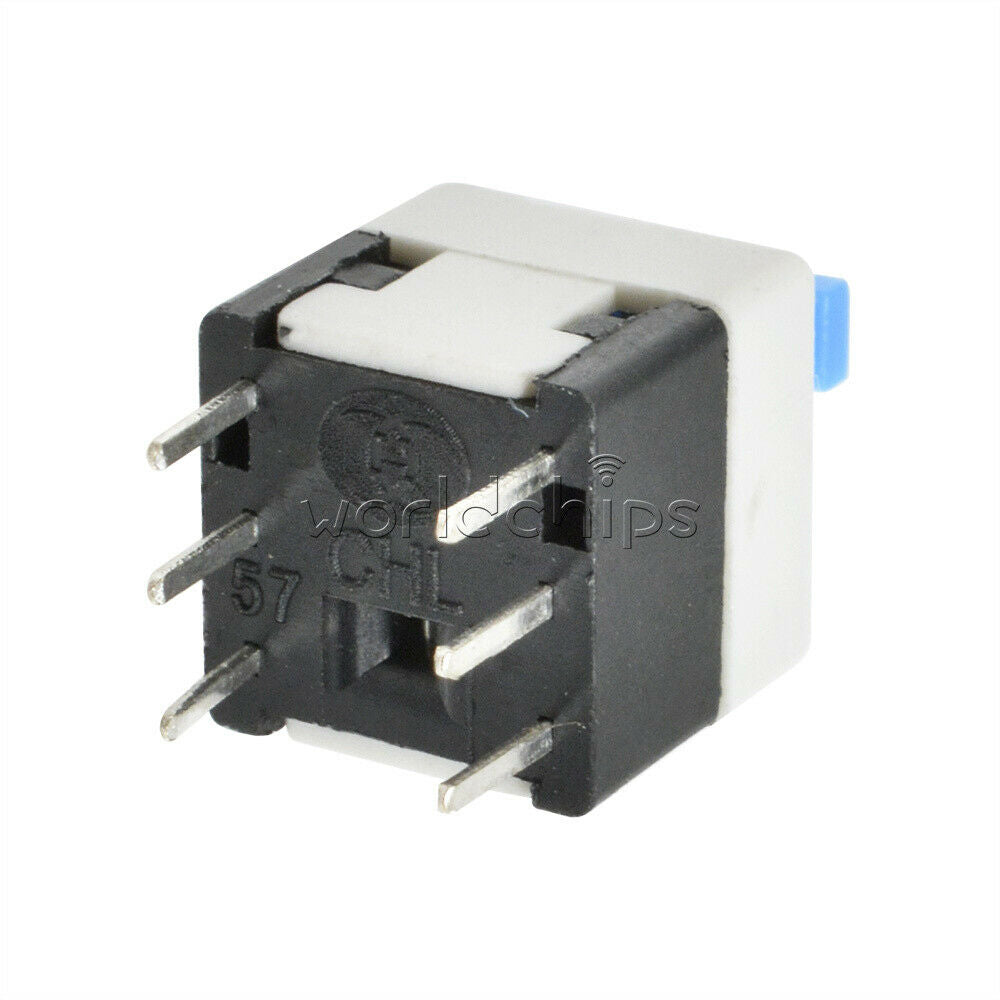 20Pcs Blue Cap Self-locking Type Square Button Switch Control 8X8mm