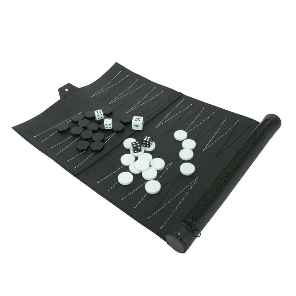 Classic Portable Travel Family Recreational PU Leather Tournament Backgammon