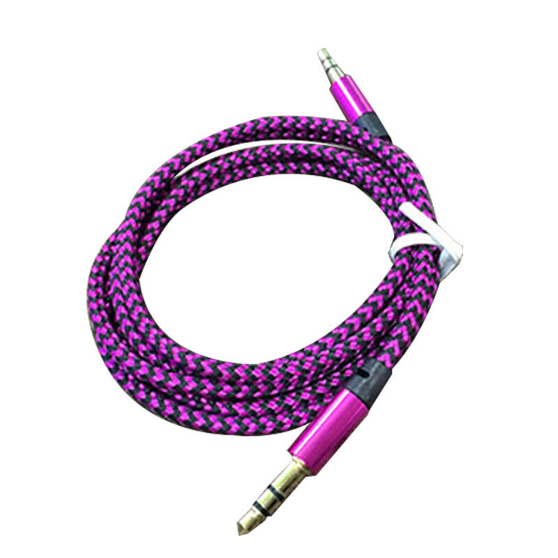 2PCS 3.5mm Male to Male Aux Cable Cord Car Braided Audio Headphone Jack Portable