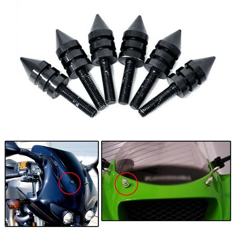 Universal Motorcycle Spike Bolts BLACK (Windscreen, Fairings, License Plate)