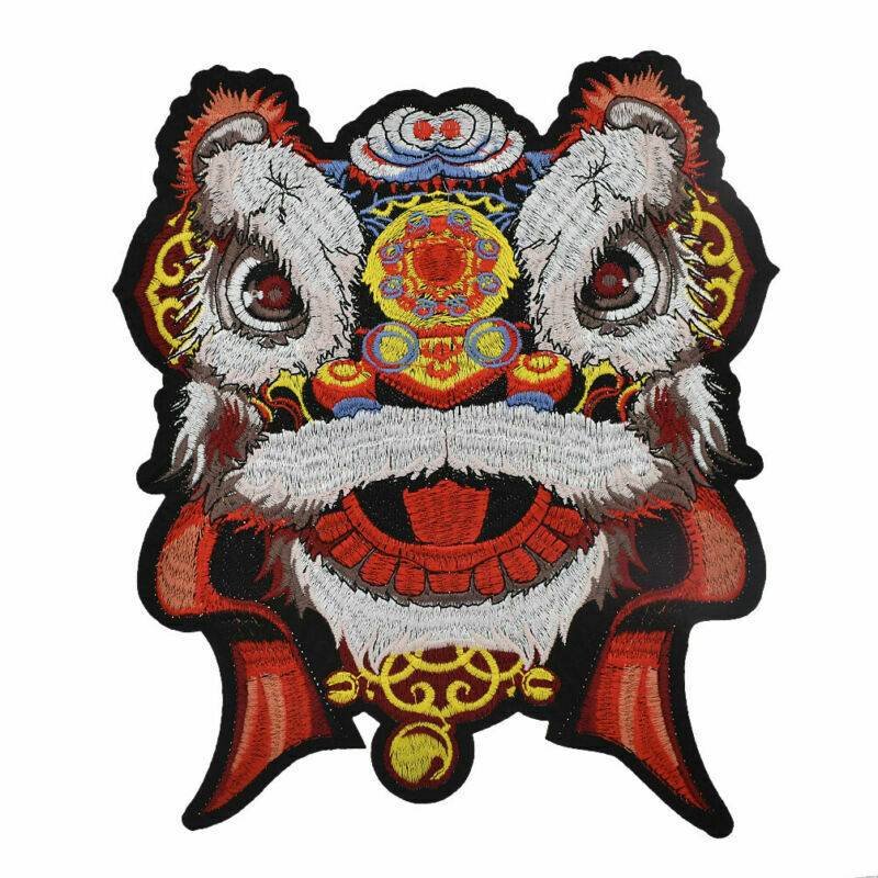 Large Dancing Lion Patch Animal Embroidered Iron on Sewing Applique Decor DIY