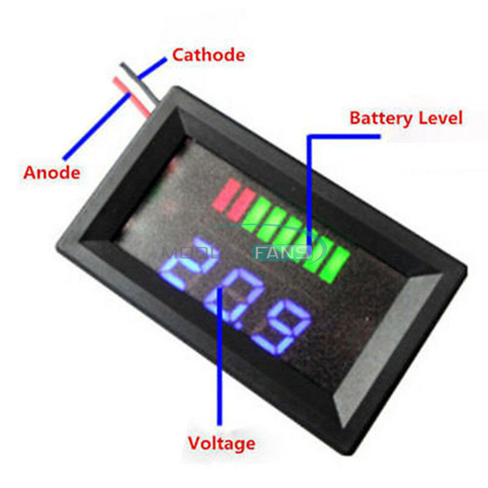 For 12V Lead-acid Battery Charge Level Blue Indicator Voltmeter Stable