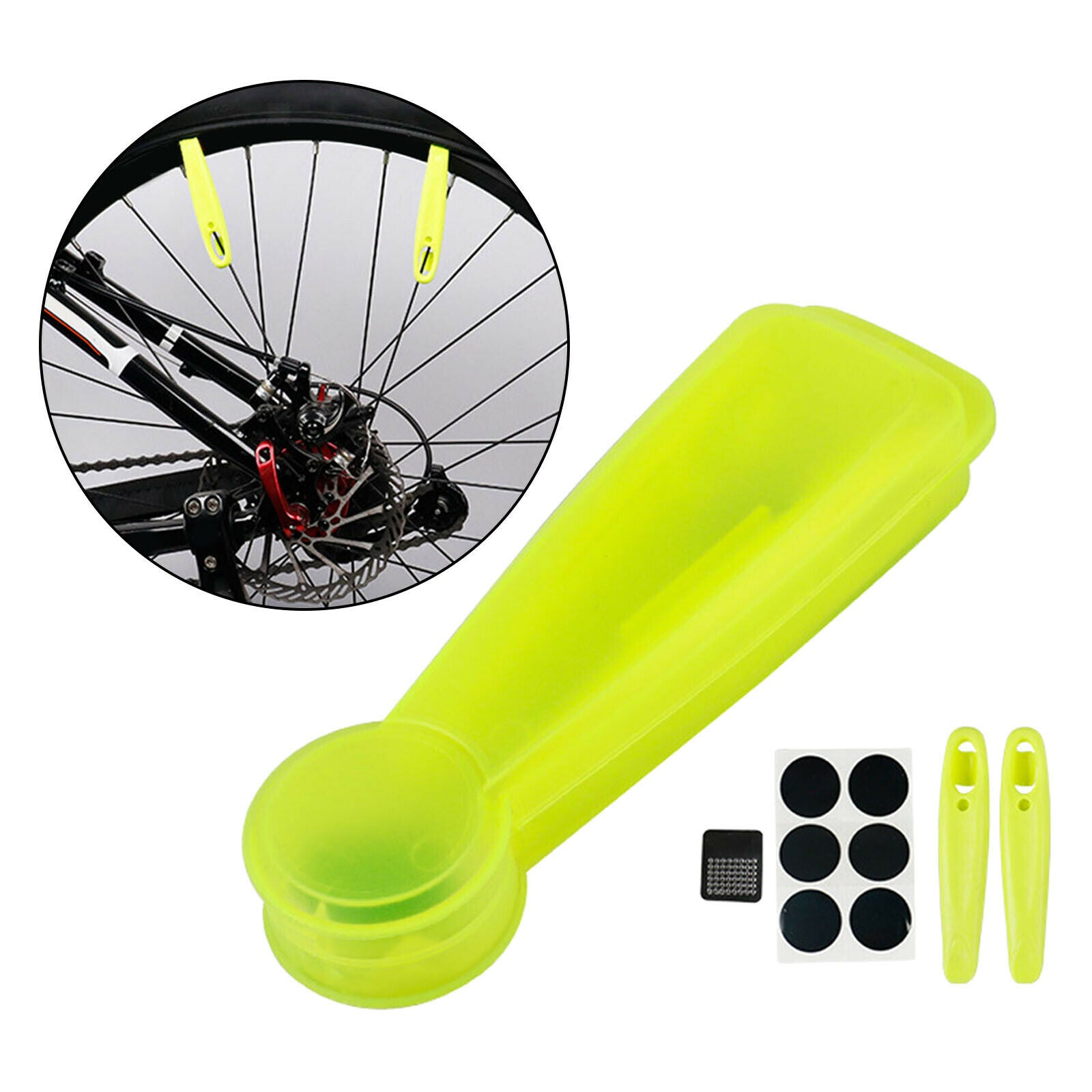 Bike Inner Tube Tire Patch Repair Kit Pre Glued Patches Lever Tool Set