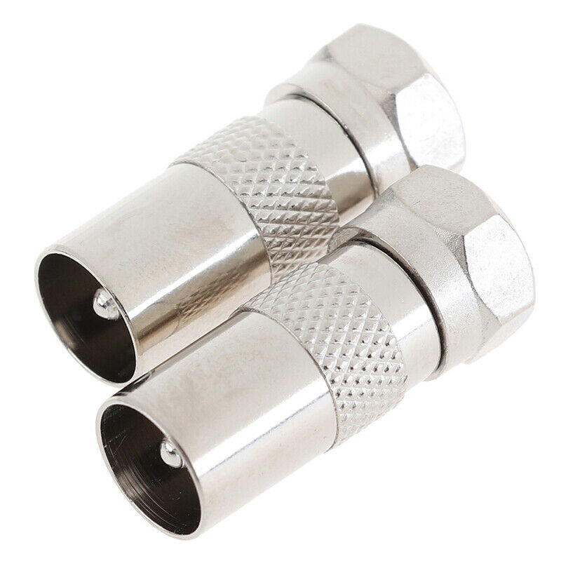 2Pcs F Type Male Plug Connector Socket to RF Coax TV Aerial Male Adapt.l8