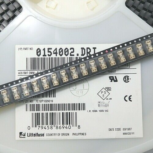 [20pcs] 0154002.DRT Fuse 2A 125V in socket SMD