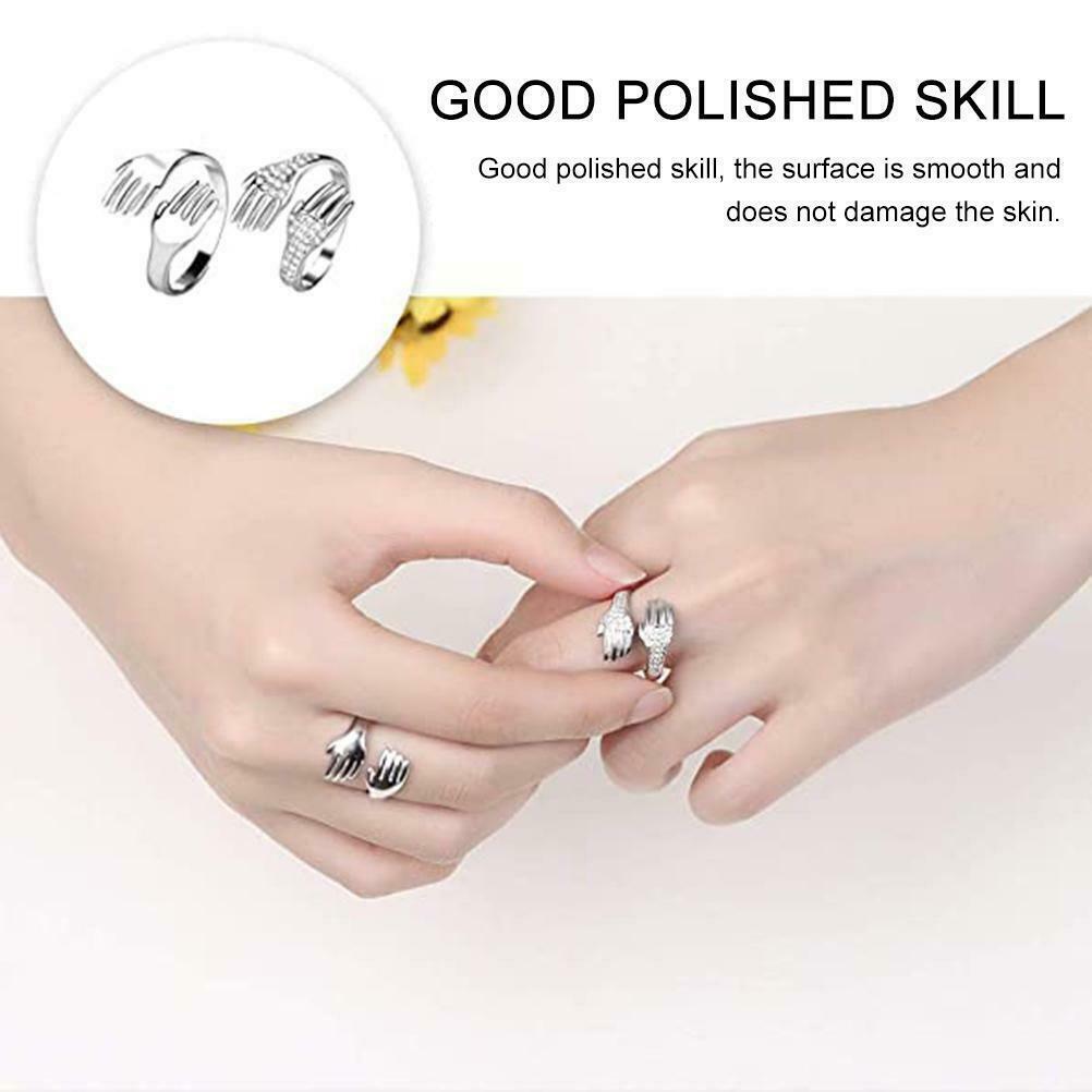 1 Pair Couples Hugging Hands Rings Adjustable Couple Lover Hug Rings Jewelry