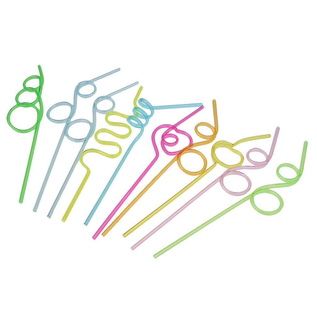 20pcs Plastic Crazy Curly Drinking Straws Wiggle  Party Accessories