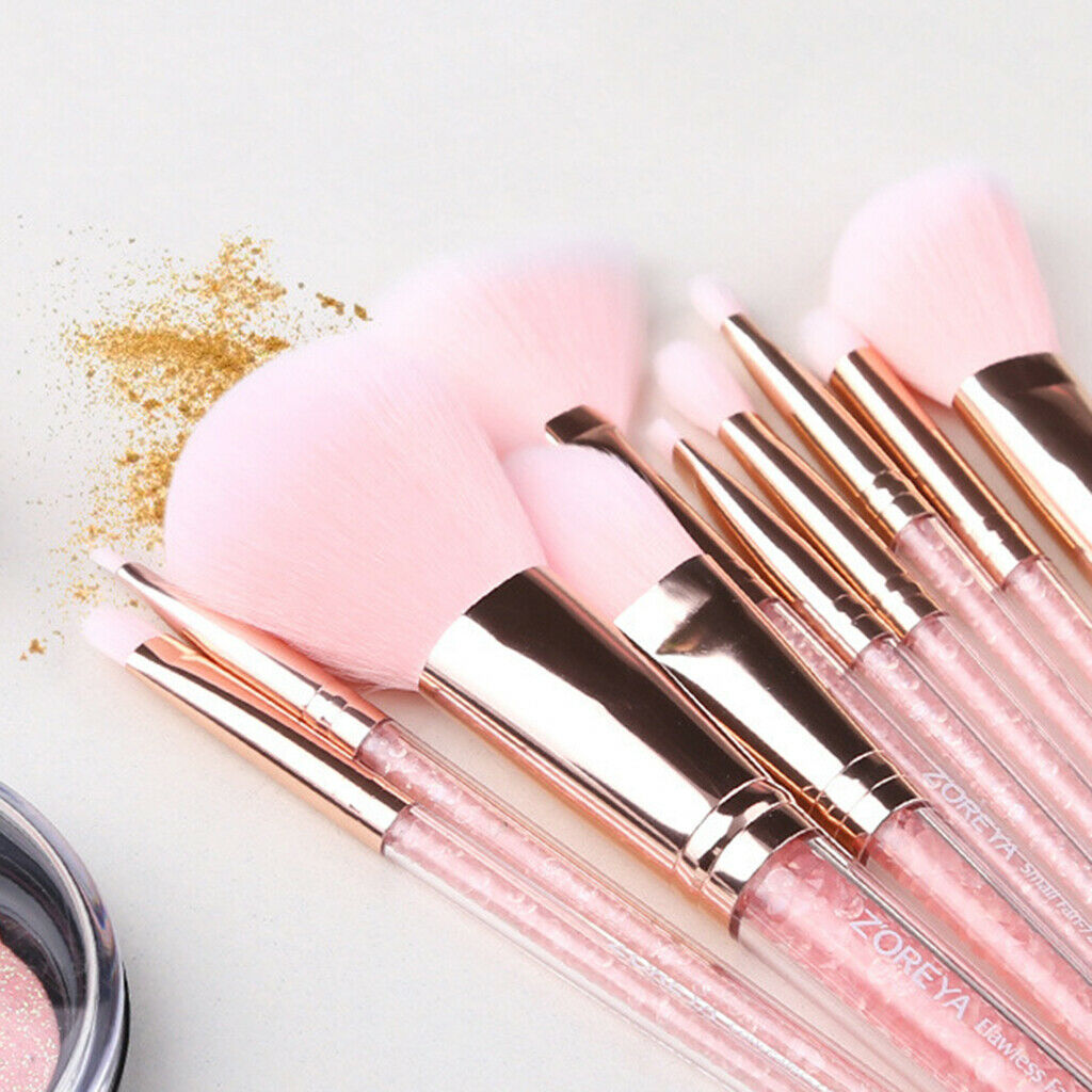 10Pcs Dense Makeup Cosmetic Concealer Face Contour Beauty Brushes Pink