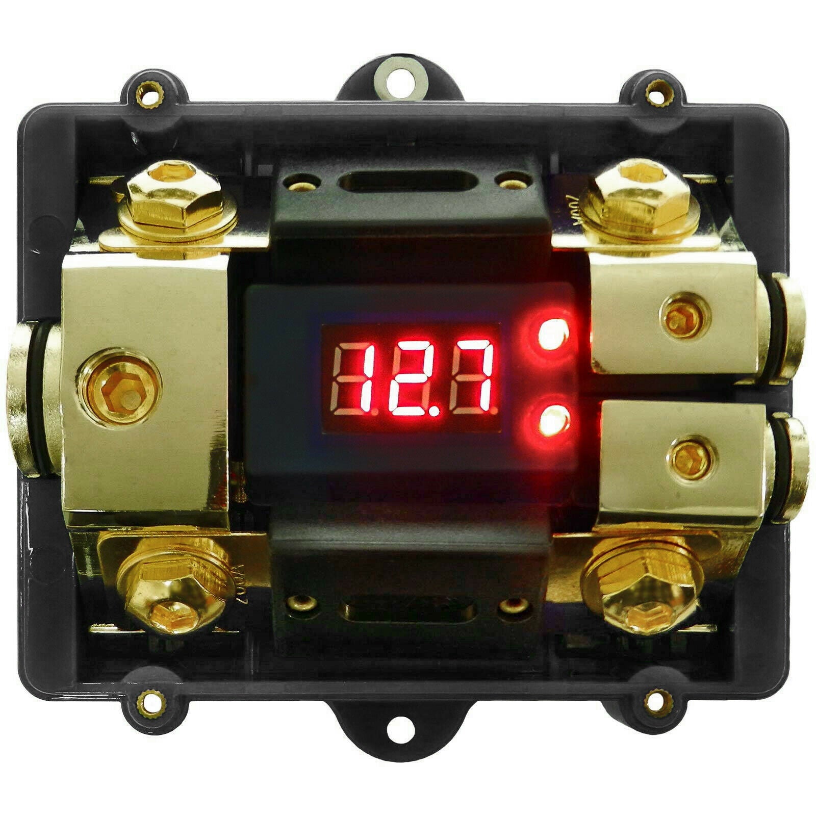 LED-Display 1x0 IN 2x4GA OUT Distribution Block Fuse Holder for Car Audio Marine
