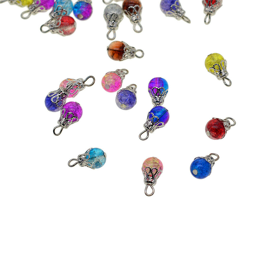 50pcs Bulk Glass Bead Charms Floral Pendants Jewelry Making Earrings Decors