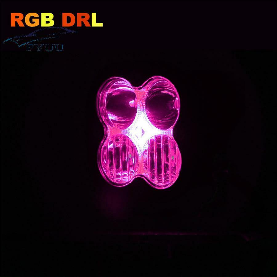 2Pcs 3.1" 80W LED Work Light Bar Combo Offroad Atmosphere Driving Fog RGB DRL