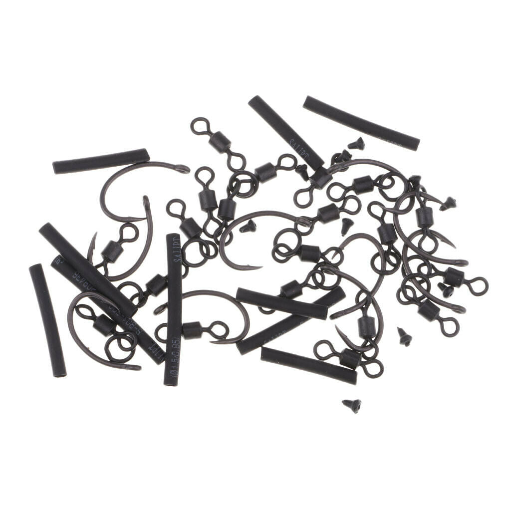 10 Carp Fishing Hooks Ready Tied Ronnie Rigs Hook Links for   Ups Fishing