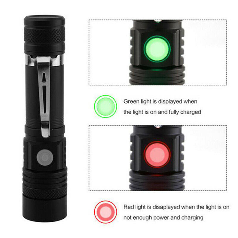 T6 LED 4Modes USB Rechargeable 18650 Flashlight Torch Zoom Lamp Light New L Qx
