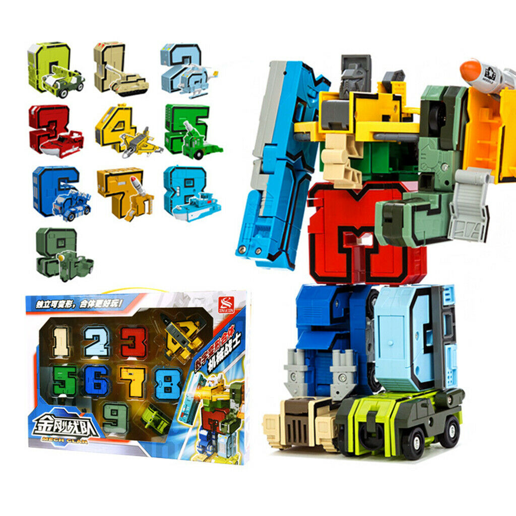 Cool Numbers Transforming Robot Includes 0-9 for Kids Play - 10 Pieces/Set