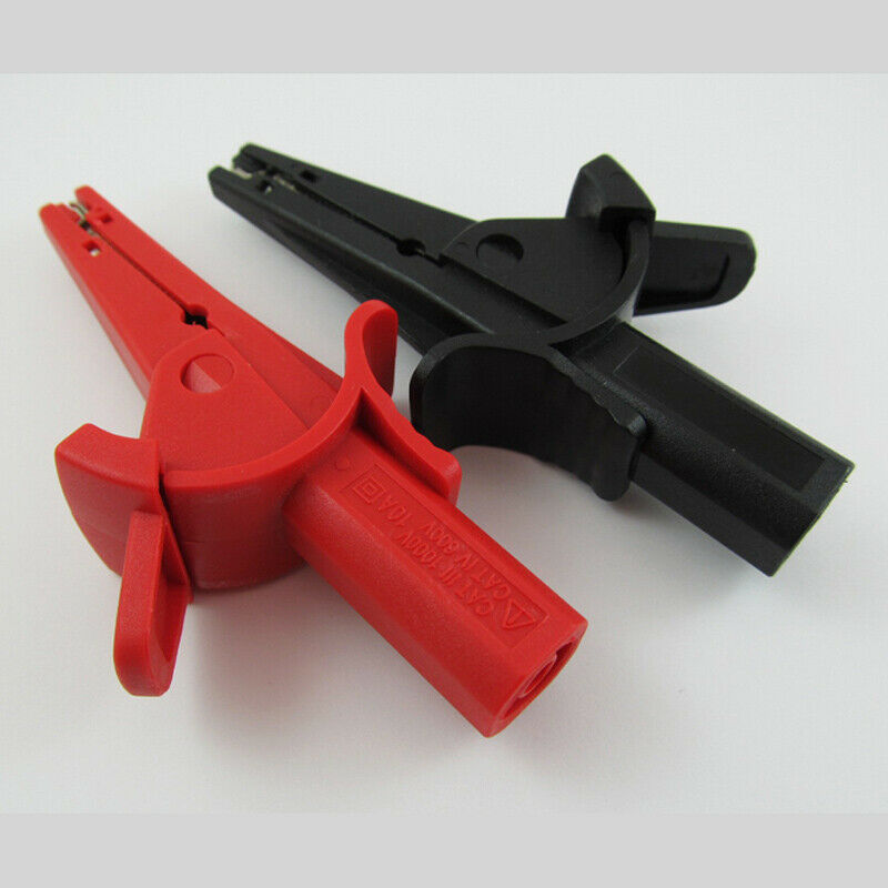 2pcs Long Jaw Safety Alligator Clip to 4mm Banana Female Insulated Test Clip
