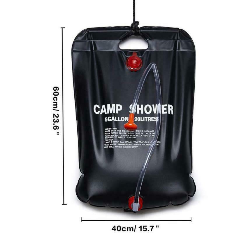 Camping Shower Portable Compact Solar Sun Heating Bath Bag Outdoor Camp 20L