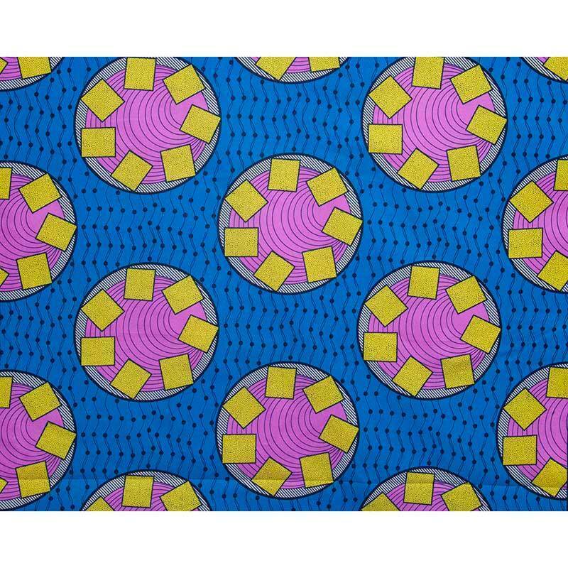Polyester Blue Yellow Printing Cloth Fabric DIY Sewing Clothing Material Craft