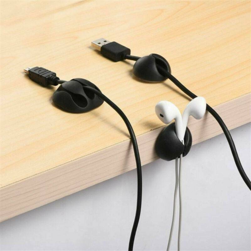 20* Cable Clips Tidy Cord Lead Desk Organiser USB Charger Holder Self-Adhesive~