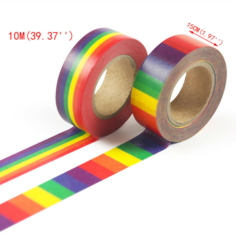 10m/Roll Rainbow Color Sticky Tape Photo Album Scrapbooking Decor Adhesi.l8