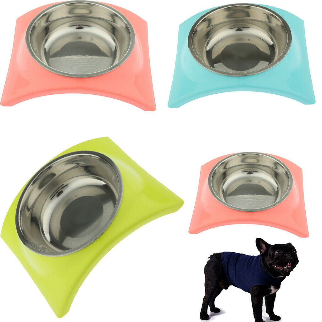 Pet Dog Dual-Use Food Bowl Pet Slip and Leakproof Bowl Stainless Steel Pink