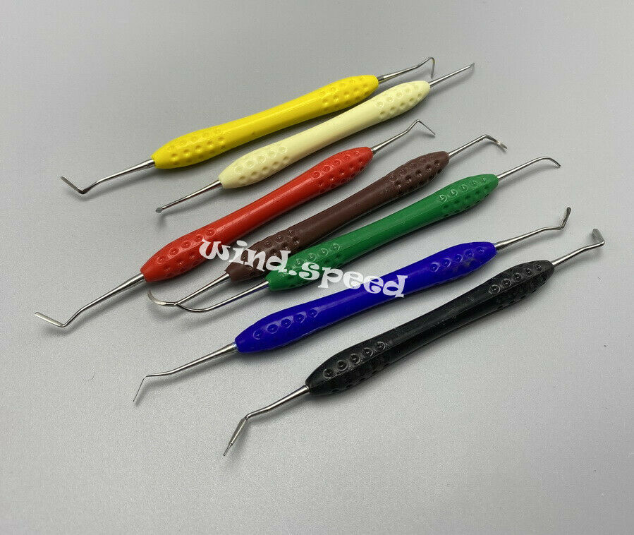 Dental Composite Filling Instruments Set of 7pcs Silicon Handle Double Ends Tool