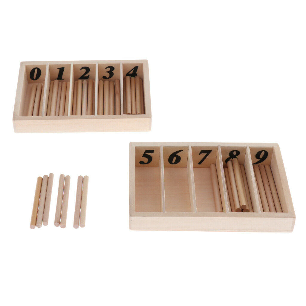 Box Sticks Numbers Board Counting Table Wooden Math Educational Toys