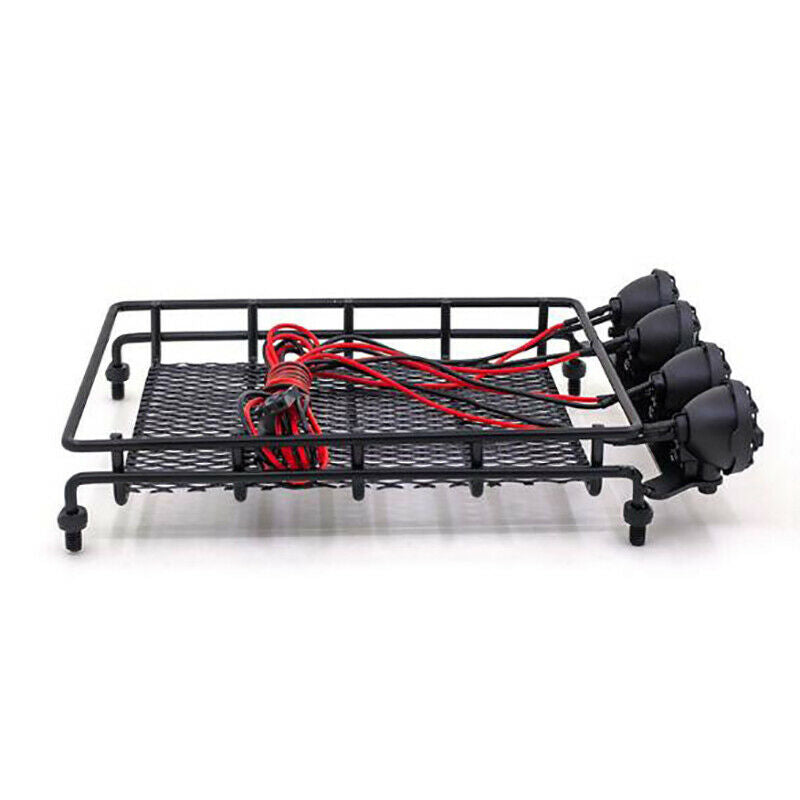 Metal Roof Rack with 4 LED lights for 1:10 RC Rock Crawler SCX10II 90046 90 Rf