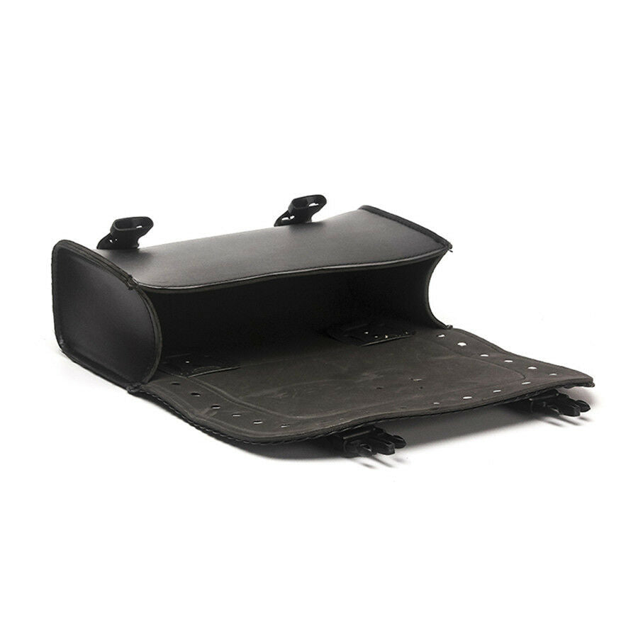 Motorcycle PU Leather Side Bag Saddle Bags Black For Sportster Kawasaki
