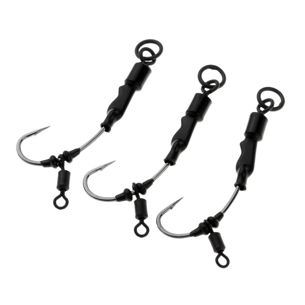 3pcs Carp Fishing Chod Rigs Ready Tied Rigs Stiff Rigger Barbed Hook HK-D002