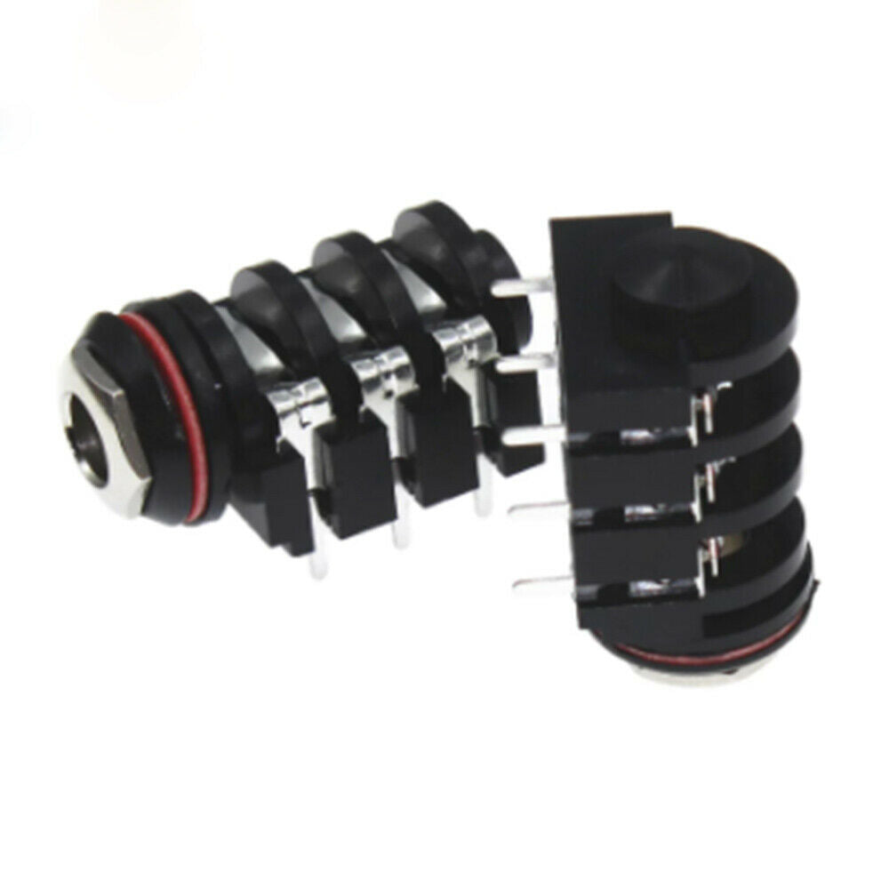 5Pcs 6.35mm Stereo Audio Socket Jack Connector PCB Solder Right Angle Tip Sleeve