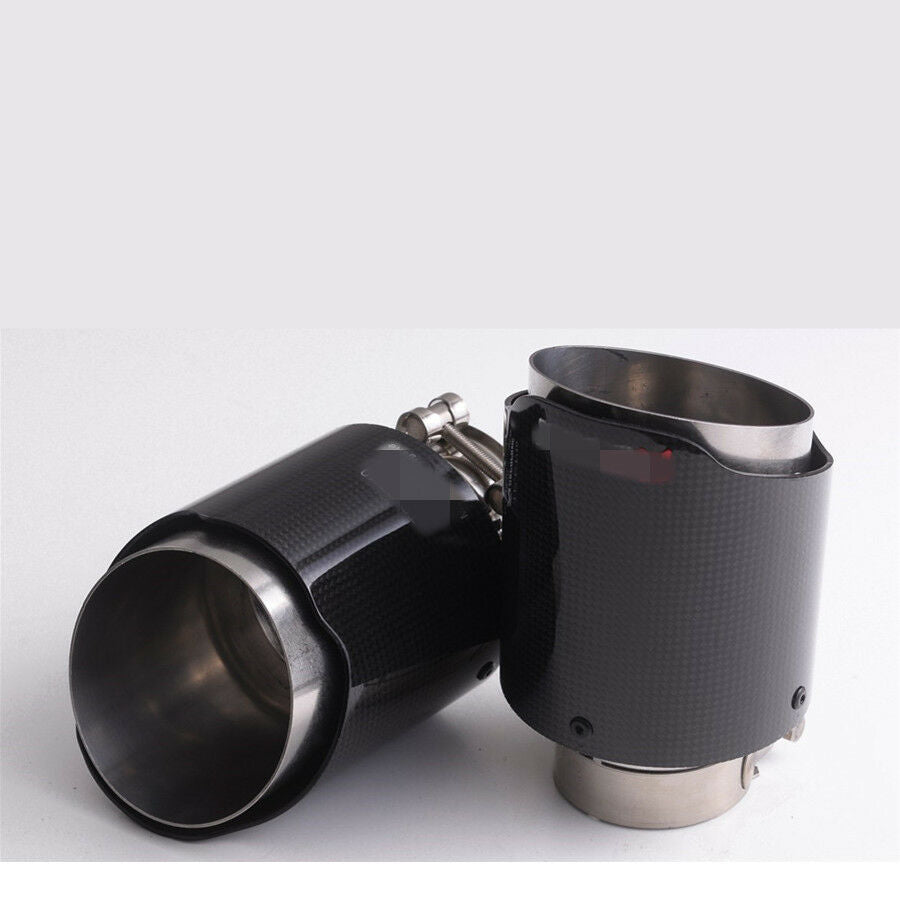 3" 76mm Inlet Real Carbon Fiber Stainless Steel Car SUV Exhaust Muffler Pipe Tip