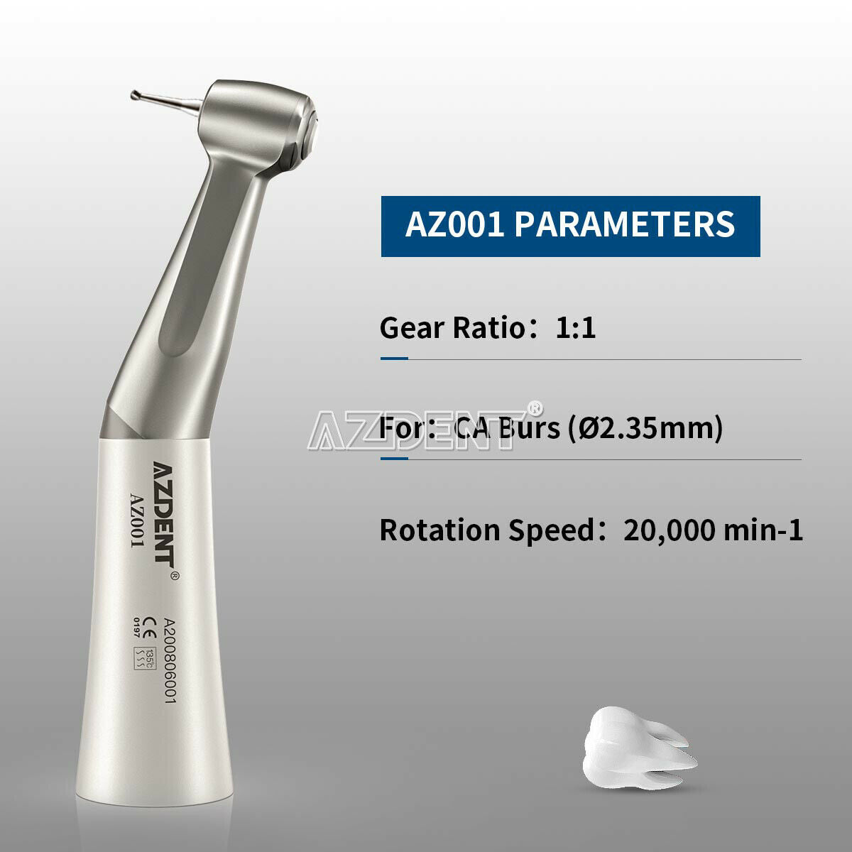 3 X Dental Low Speed Contra Angle Handpiece Push Button E type AZDENT