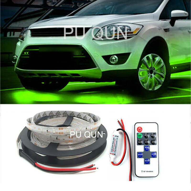 Wireless Control Under Car LED Strip UnderbodyUnderglow Glow Light Green 16FT