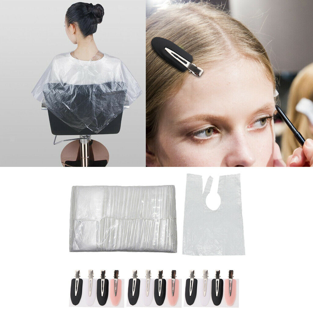 100 Pieces Hair Cutting Capes Stylist Gowns Unisex Salon Apron & Hair Clips