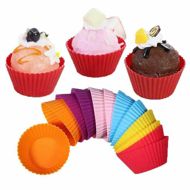 12 Pcs 7cm Muffin Cup Round Silicone Cake Baking Molds Cupcake Pan Cake m.l8