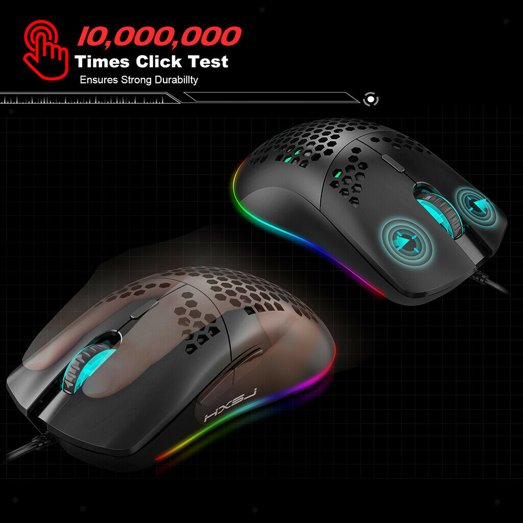 USB Wired RGB 6400 DPI Programmable Gaming Mouse for Laptop