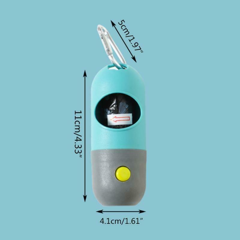 Pet Waste Bags Dispenser with LED Light Dog Poop Bag Holder with Hook for Leash
