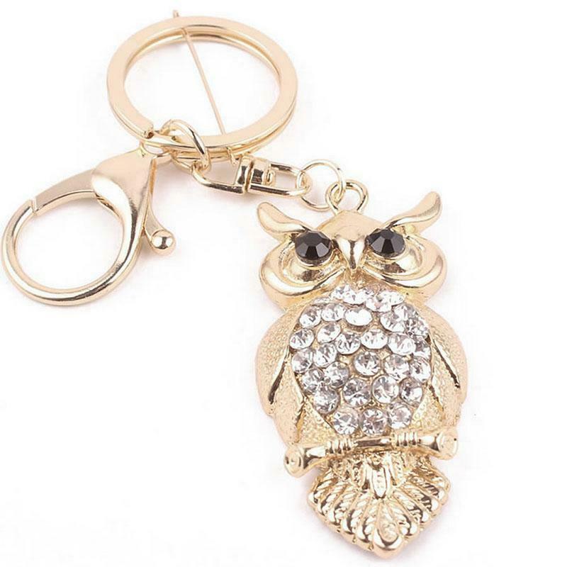Owl Crystal Keyring Charm Pendant Handbag Purse Bag Key Ring Chain Keychain Gift