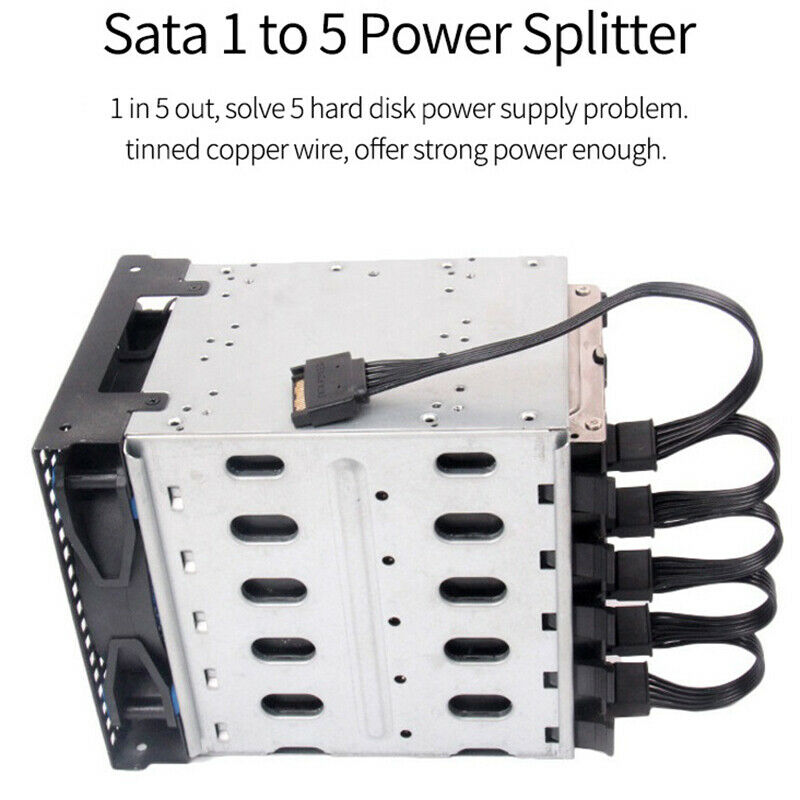 4Pin IDE 1 to 5 SATA 15Pin Hard Drive Power Supply Splitter Cable for DIY PCW3I3