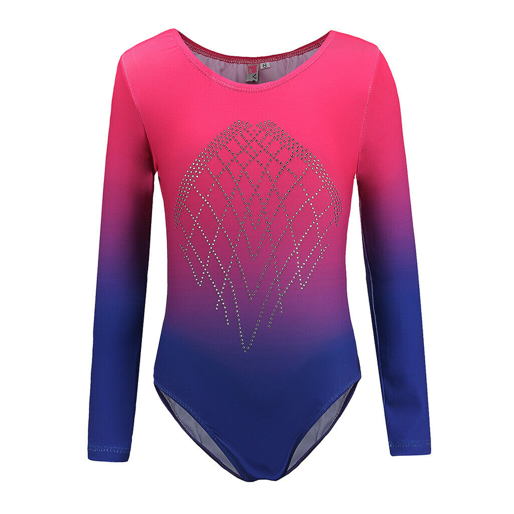 Girls One-Piece Leotard Athletic Dance Gymnastics Bodysuit 10 Pink + Blue