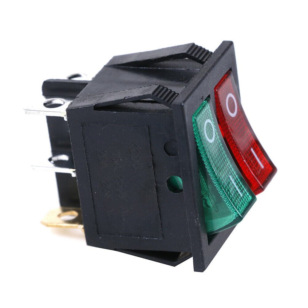 6 pin on/off double spst rocker boat switch 250V/15A 125V/20A red green light WF