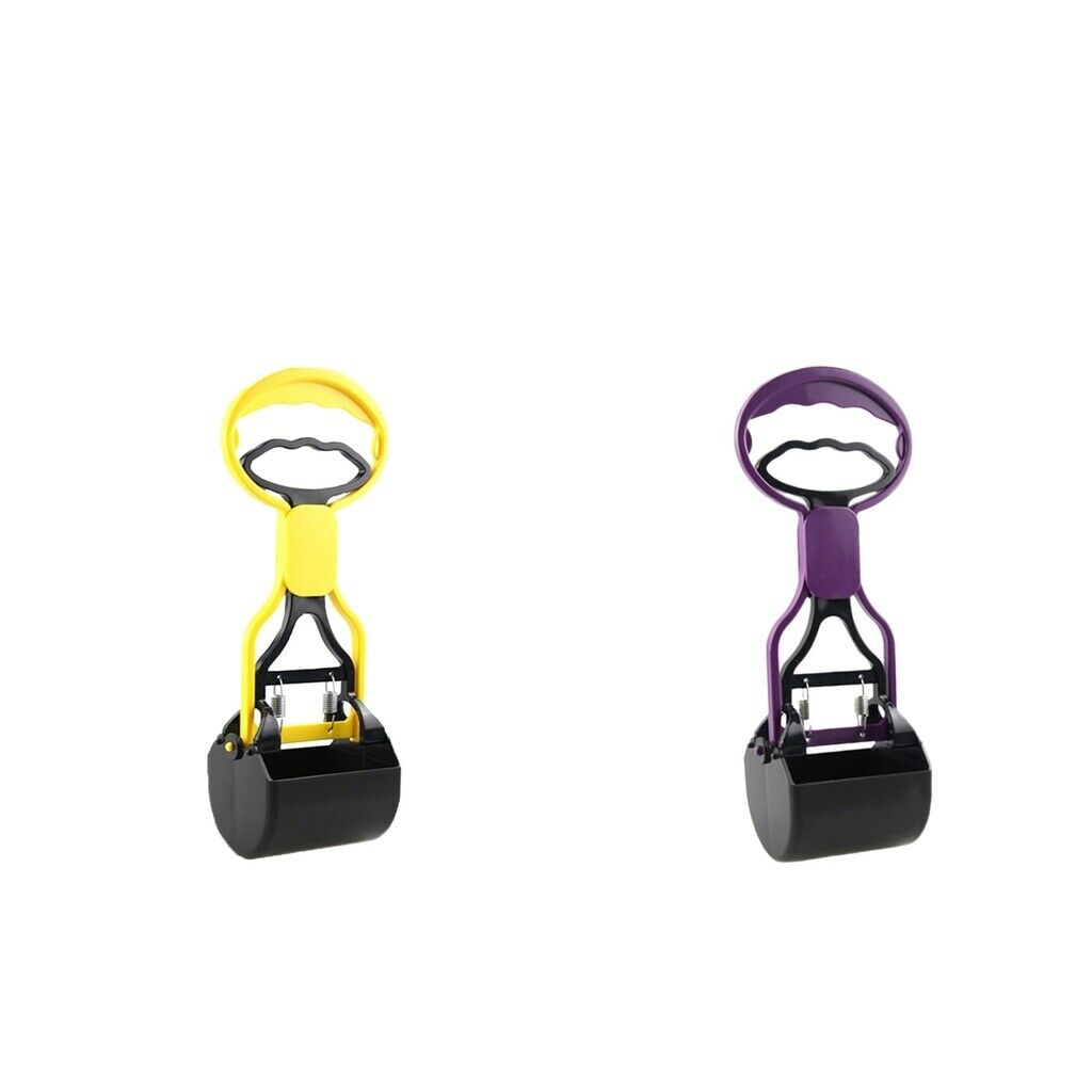 Portable Dog Poop Scooper Long-handle Pet Litter Remover Purple/Yellow