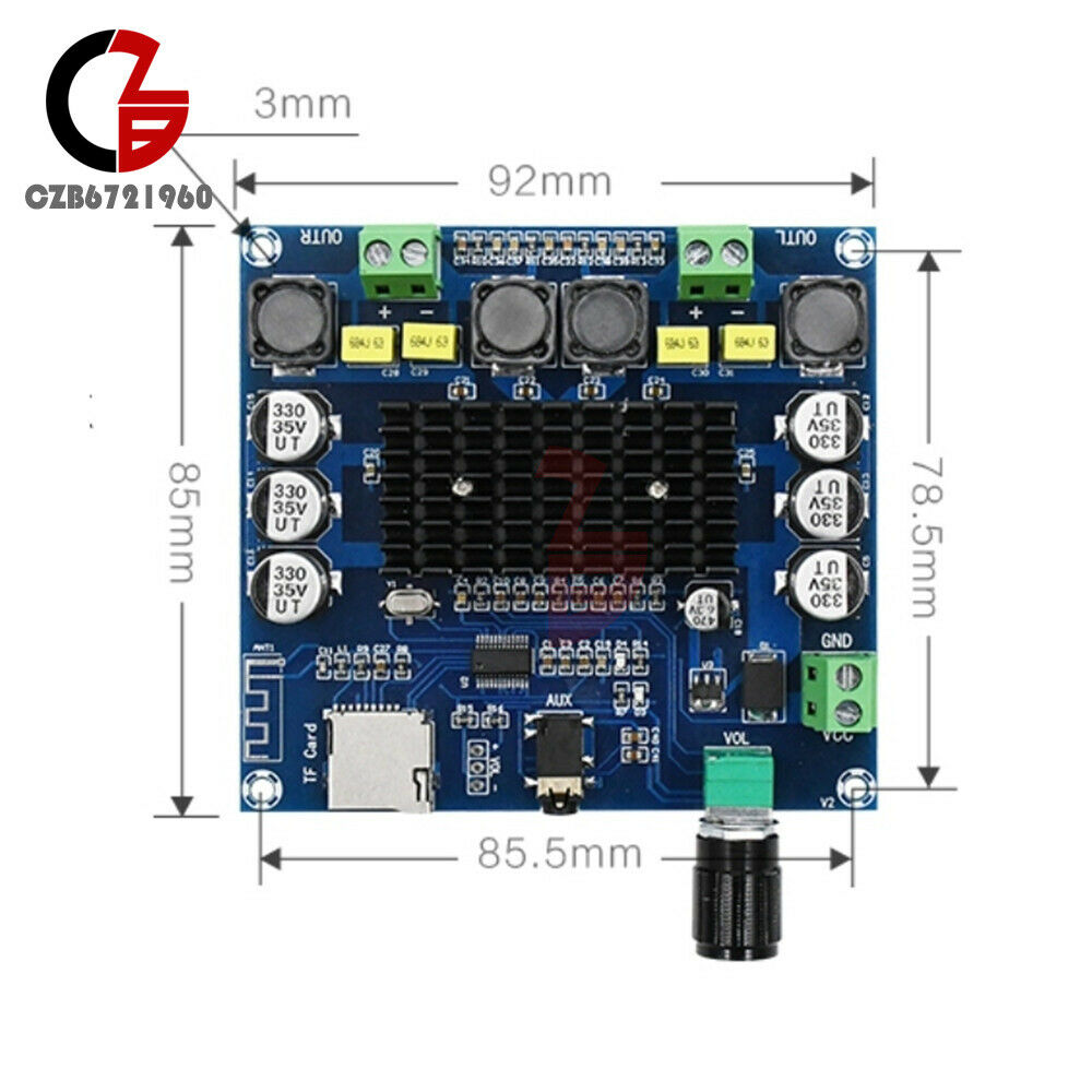 TPA3116 Digital Bluetooth 4.1 Power Amplifier Board TF Card AUX 50W*2 XH-A104