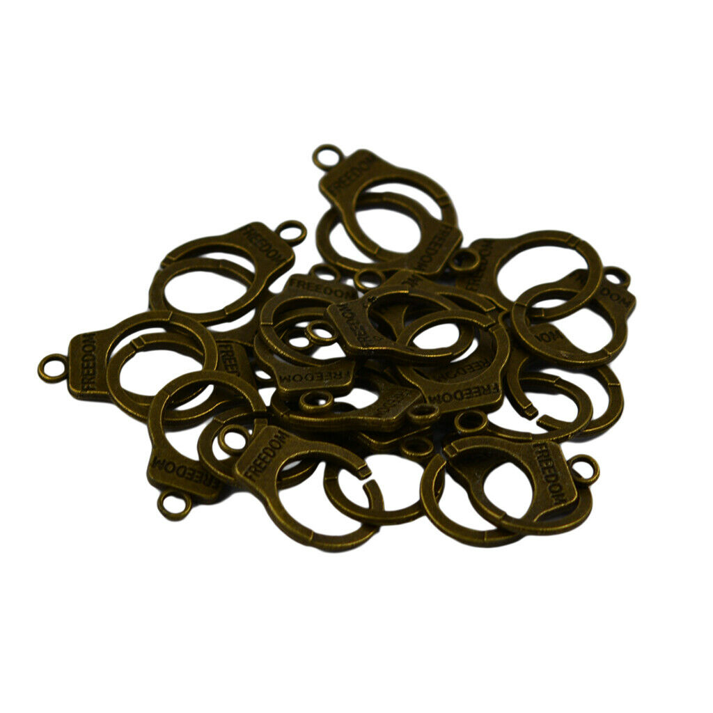 12x Bronze Punk  Handcuff Keyring Clasp Keychain Freedom Charm Pendants