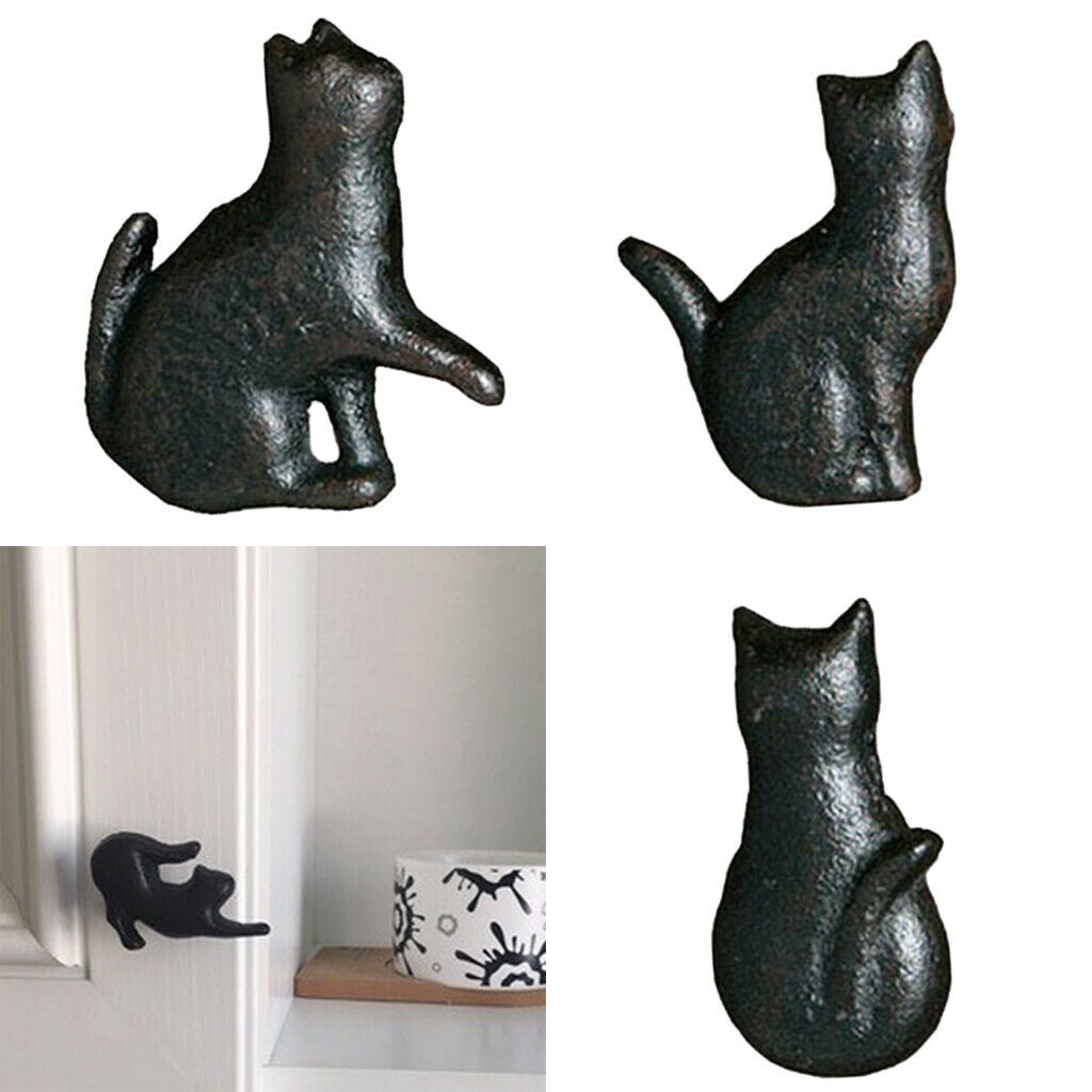 4x Cat Shape Cupboard Drawer Knob Kitchen Cabinet Door Pull Cast Iron Handle