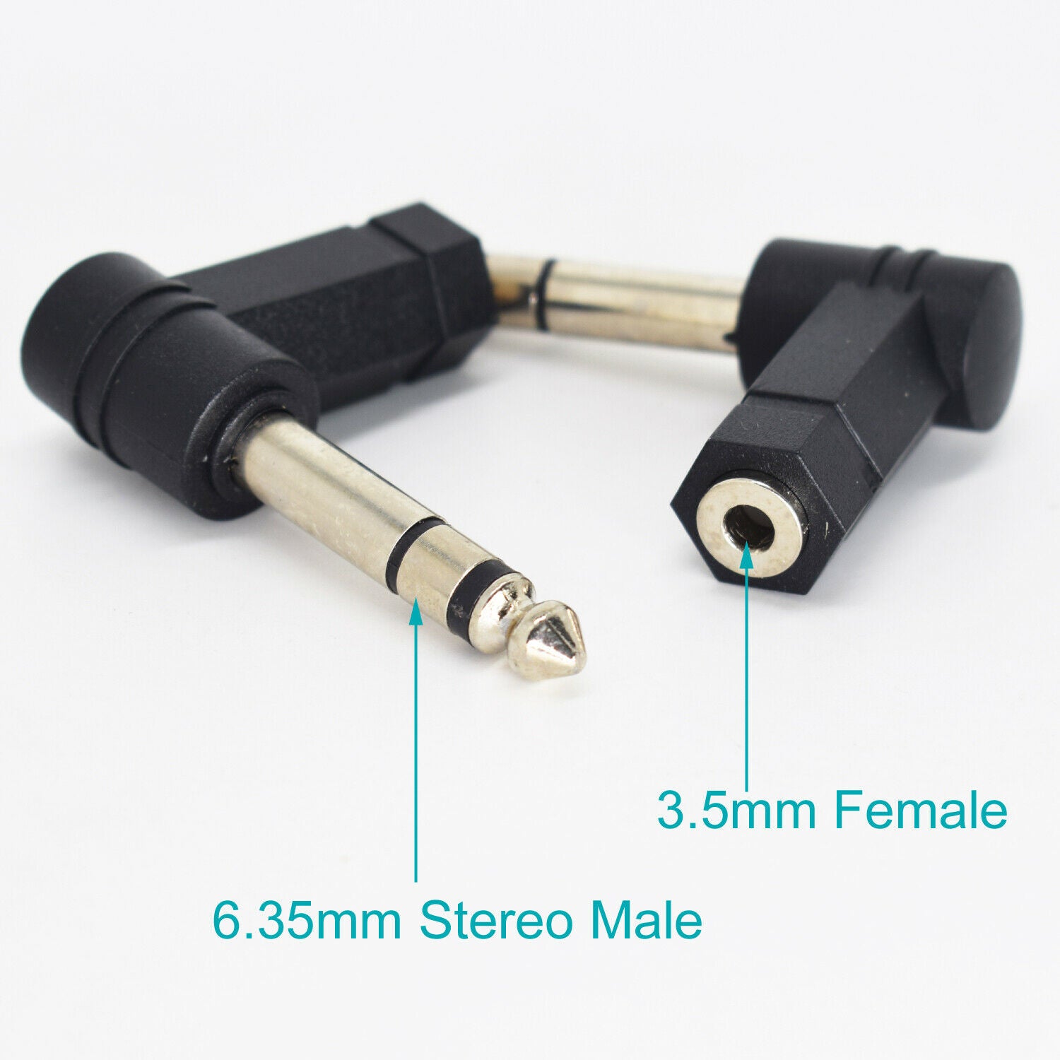 1pc 6.35mm 1/4" Stereo Male to 3.5mm 1/8" Female Right Angle Audio MIC Adapter