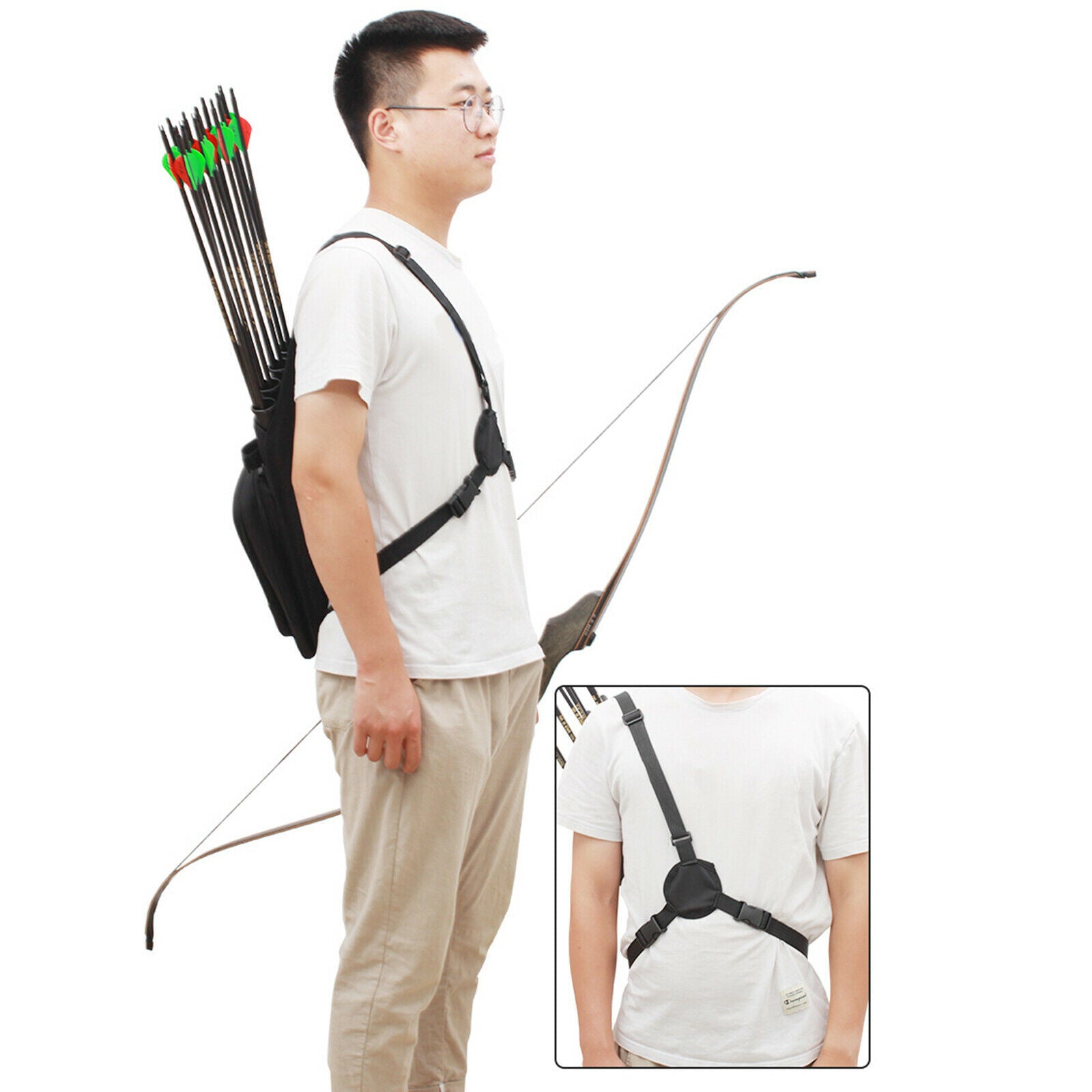 Archery Arrow Quiver Strap 4 Tube Back Bag Holder for Hunting Training Sport
