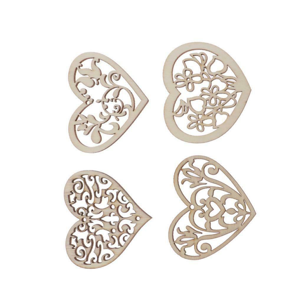 50x Natural Wood Pieces Hollow Cutouts Rustic Decorations Wedding Decor